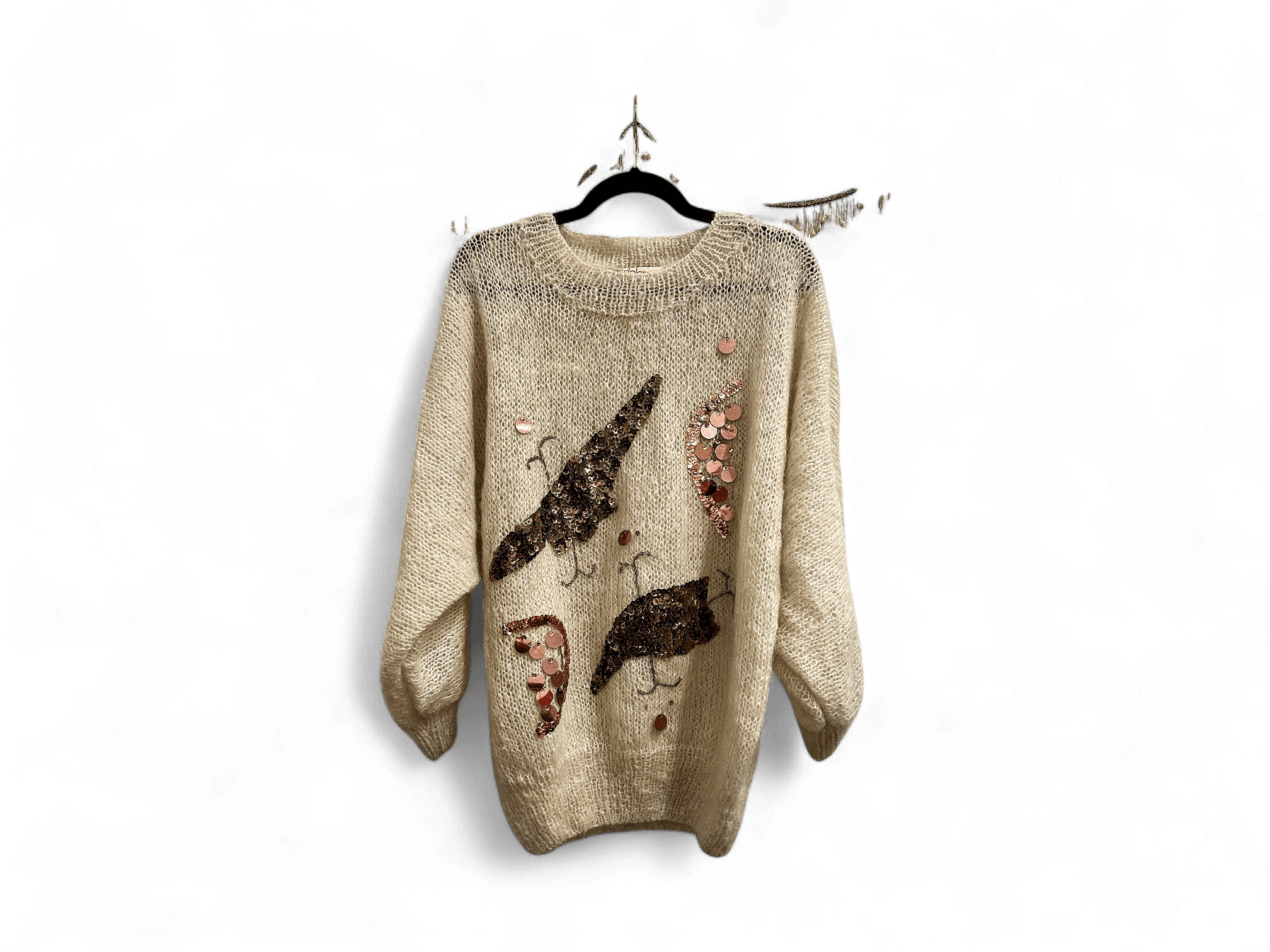 Vintage Mohair Cream Embellished Sweater 1