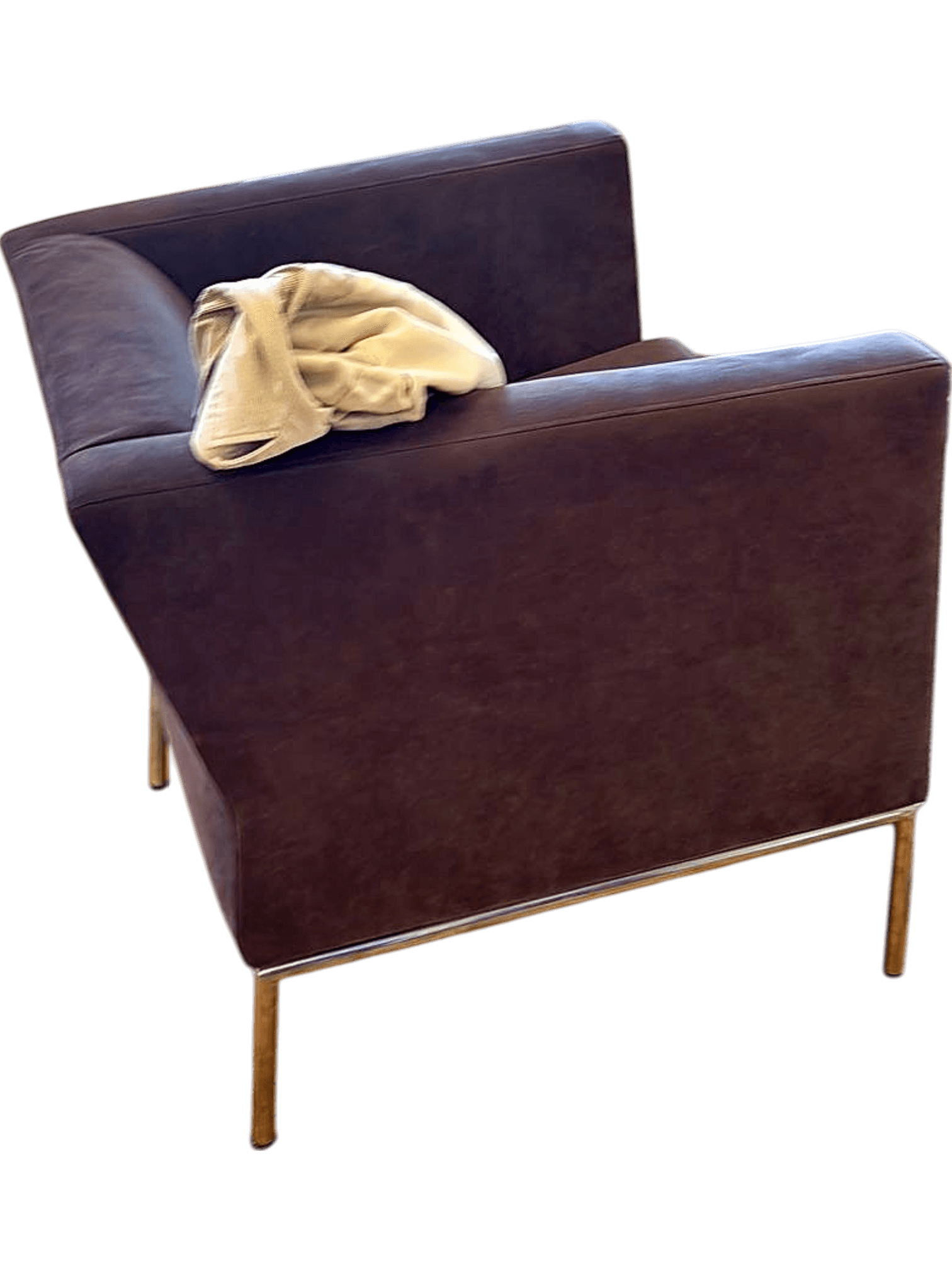 Moderner Ledersessel mit Metallbeinen - Brauner Loungestuhl 2