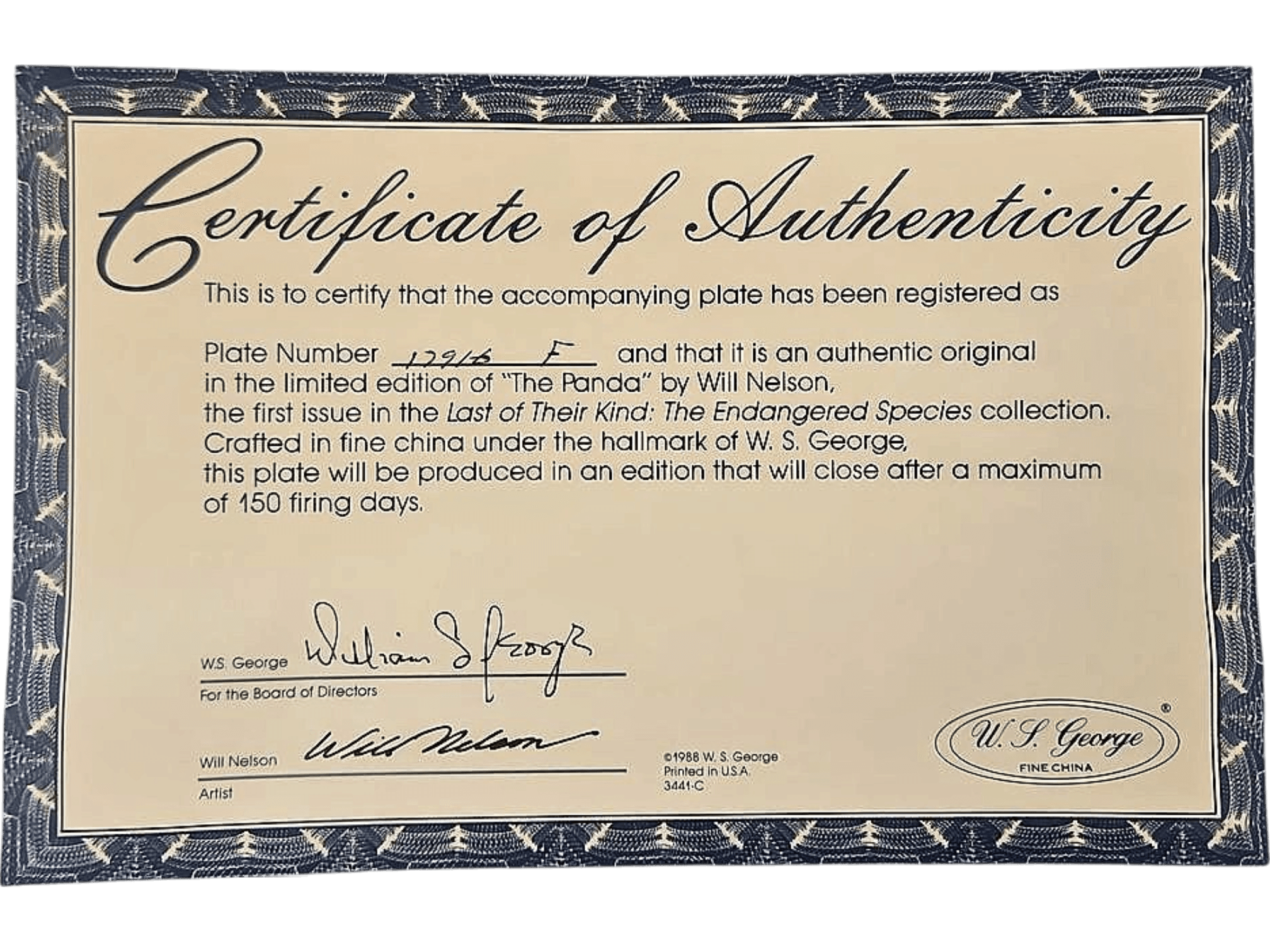 W.S. George 'The Panda' Limited Edition Collector Plate by Will Nelson 5