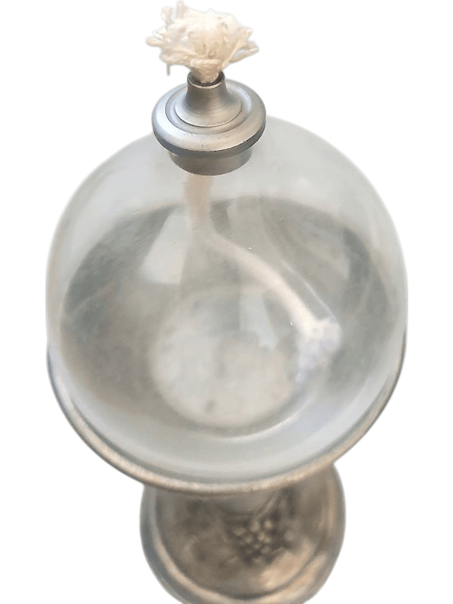 Vintage Glass Oil Lamp with Decorative Metal Base 2