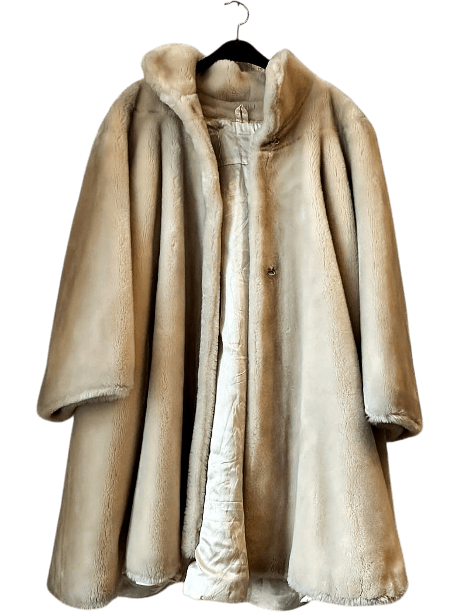 Vintage Elegance Paris Cream Faux Fur Coat - Size S 1