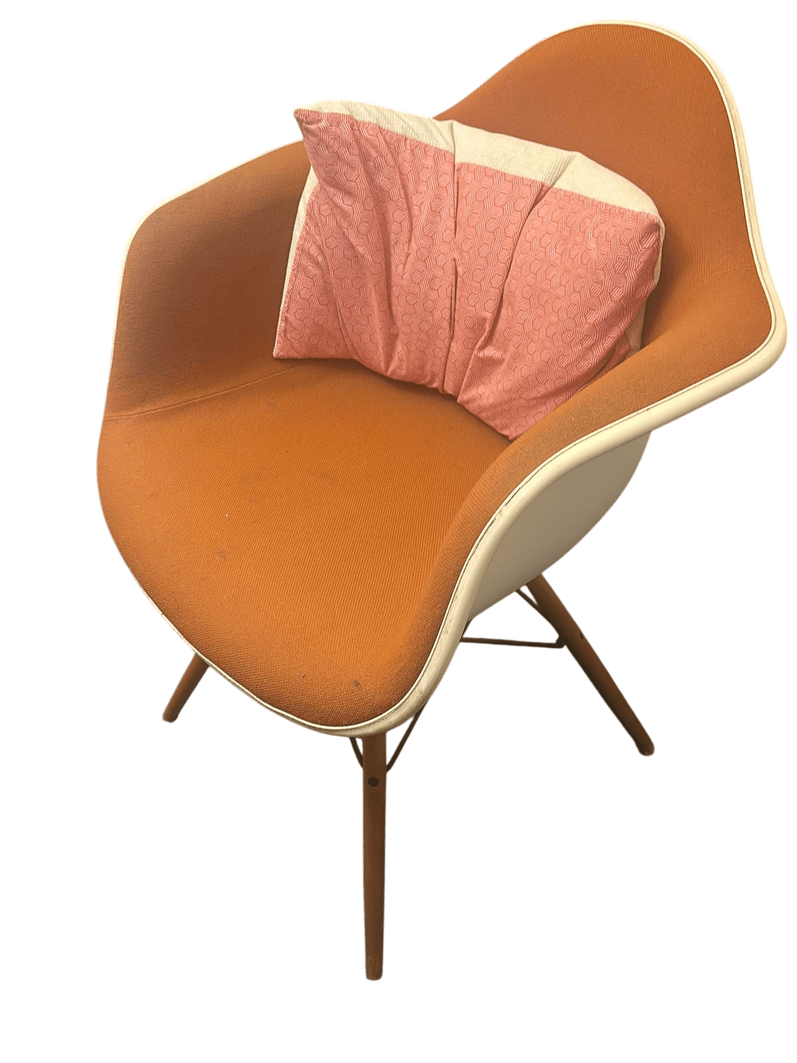 Mid-Century Modern Orange Accent Chair with Curved Shell Design