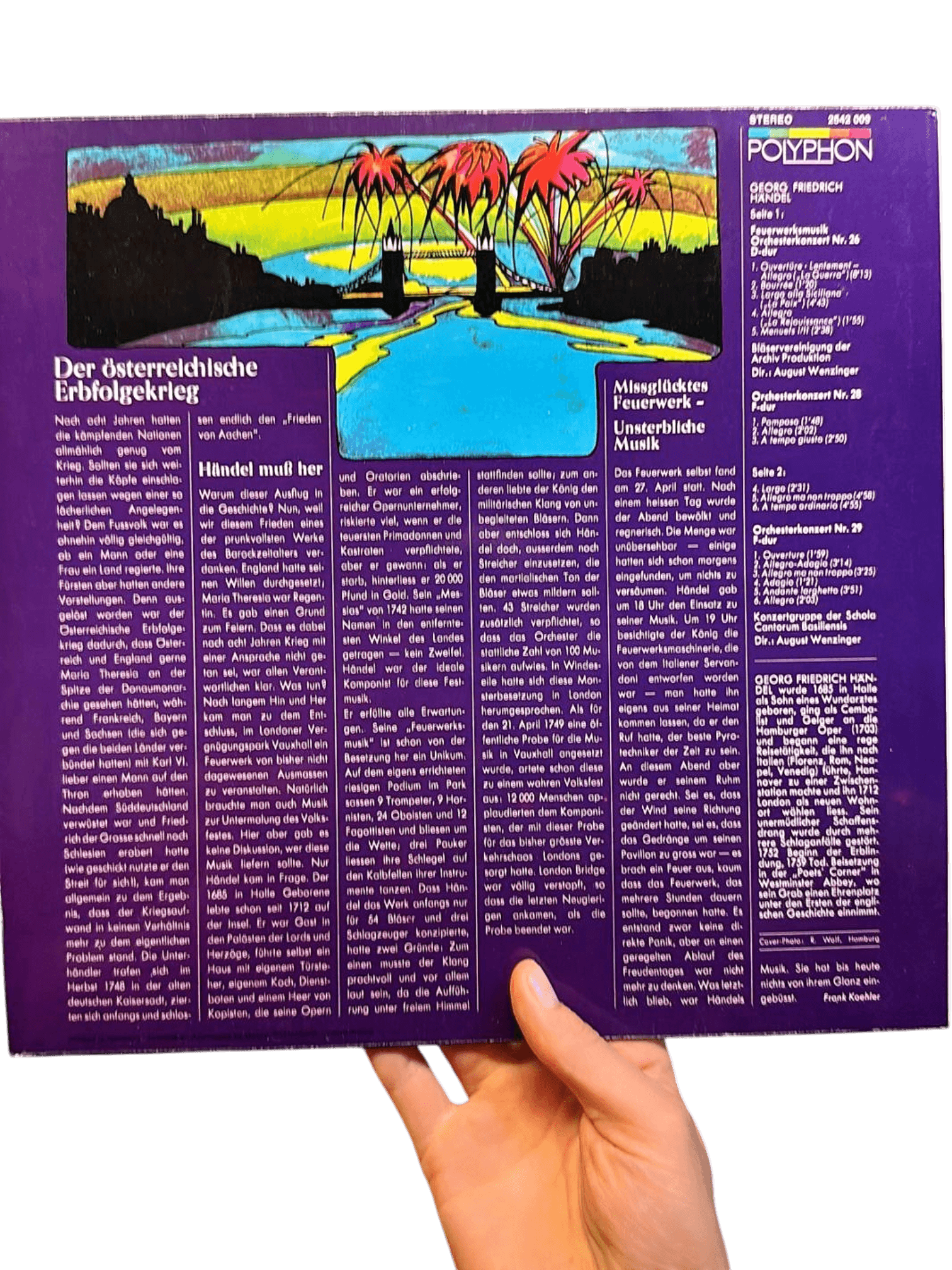 Händel Feuerwerks-Musik Vinyl LP auf Polyphon Label 3