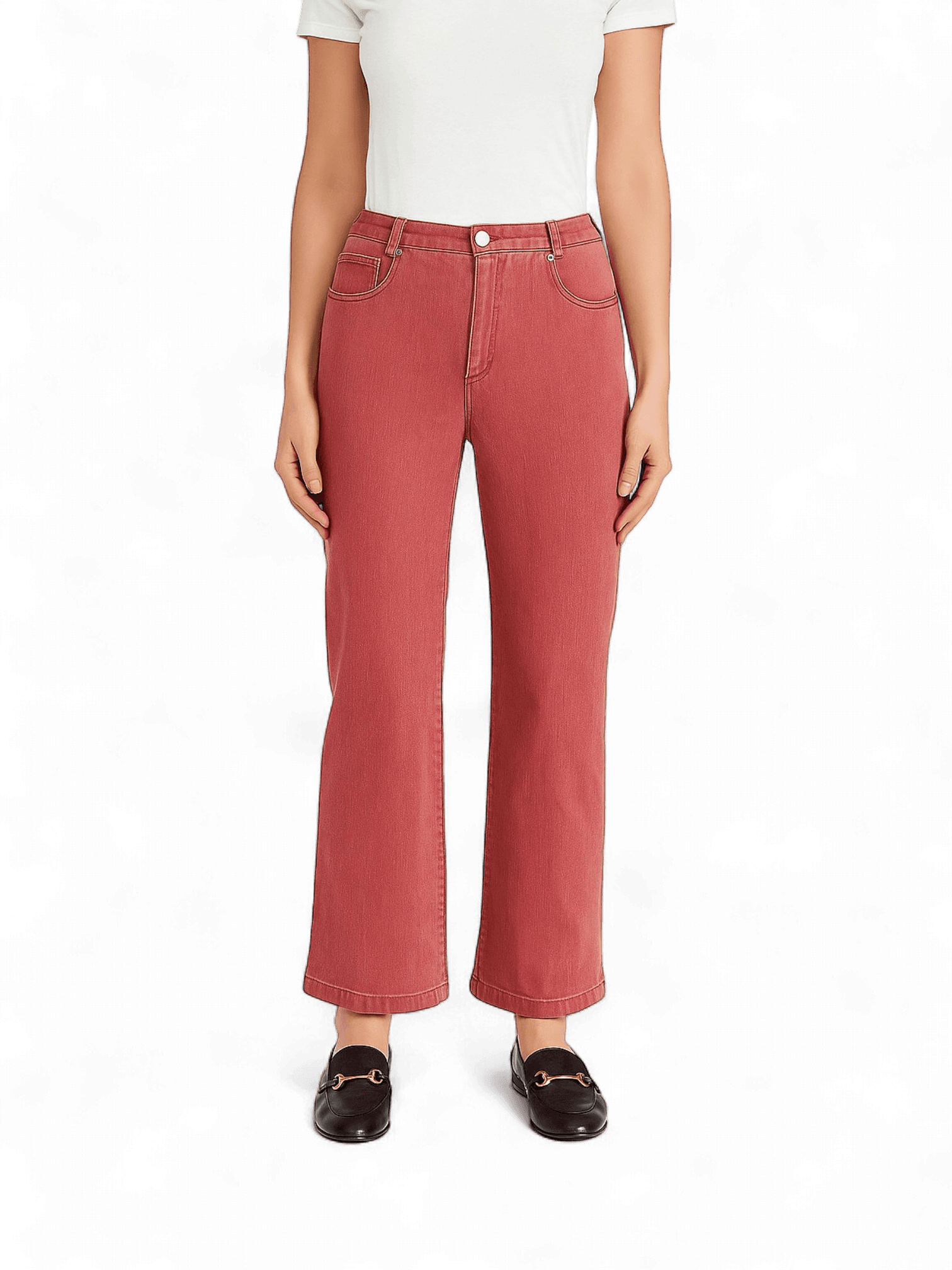 Burberry Red Denim High-Rise Straight Leg Jeans 1