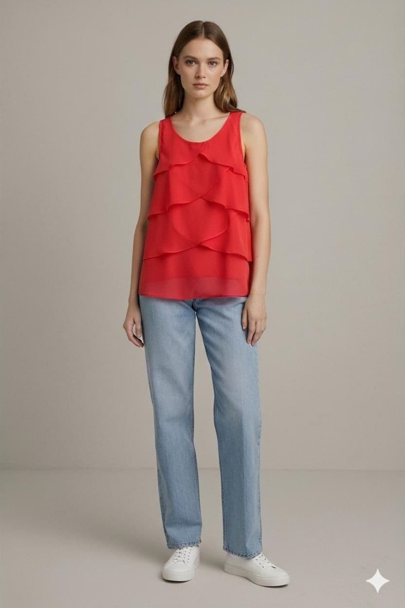 Zara Basic Red Layered Tank Top - Size M 1