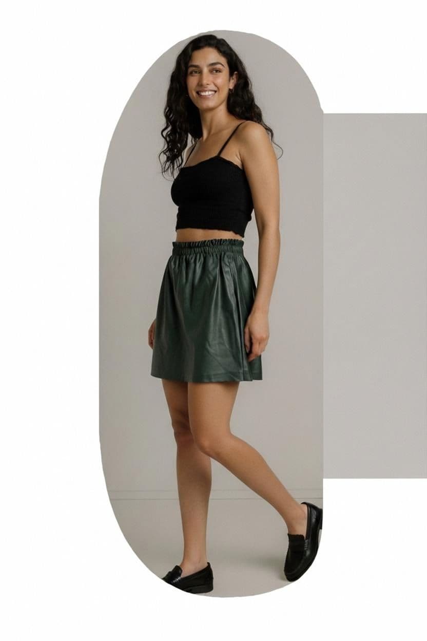 Women's Black Leather-Look Skirt 1