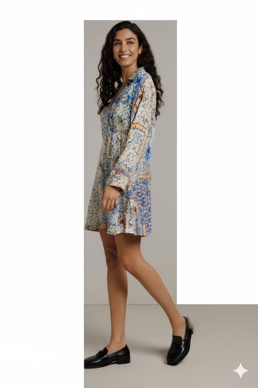 Colorful Patterned Long Sleeve Dress 1