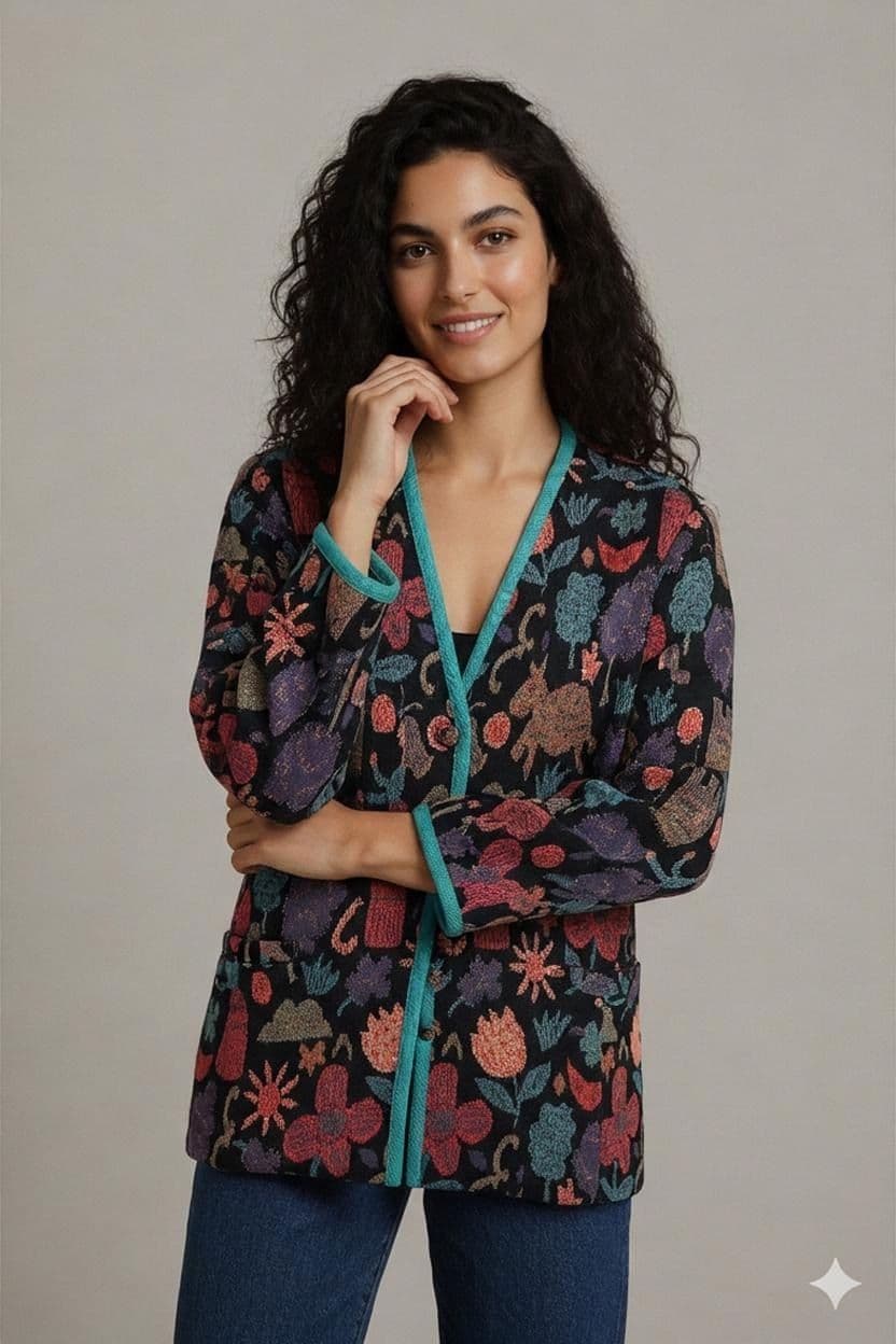 Vintage 90s Multicolor Knit Jacket 1