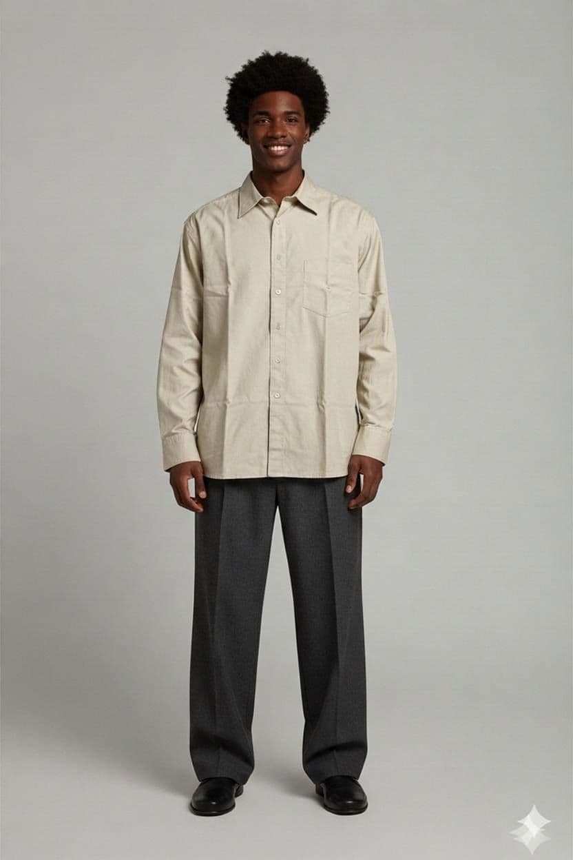 Hugo Boss Beige Cotton Button-Down Shirt 1