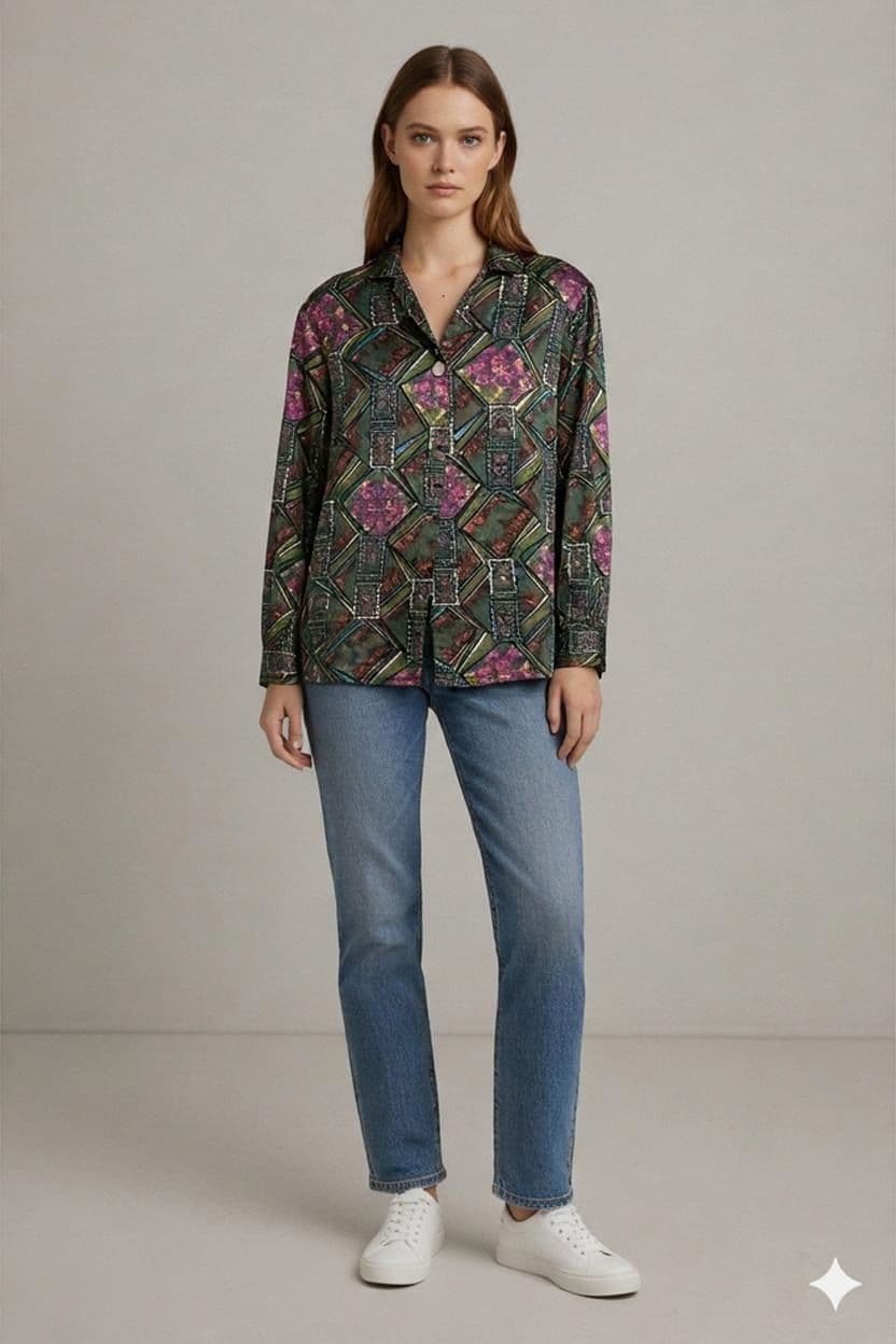 Vintage 90s Multicolor Patterned Blazer - Size S 1