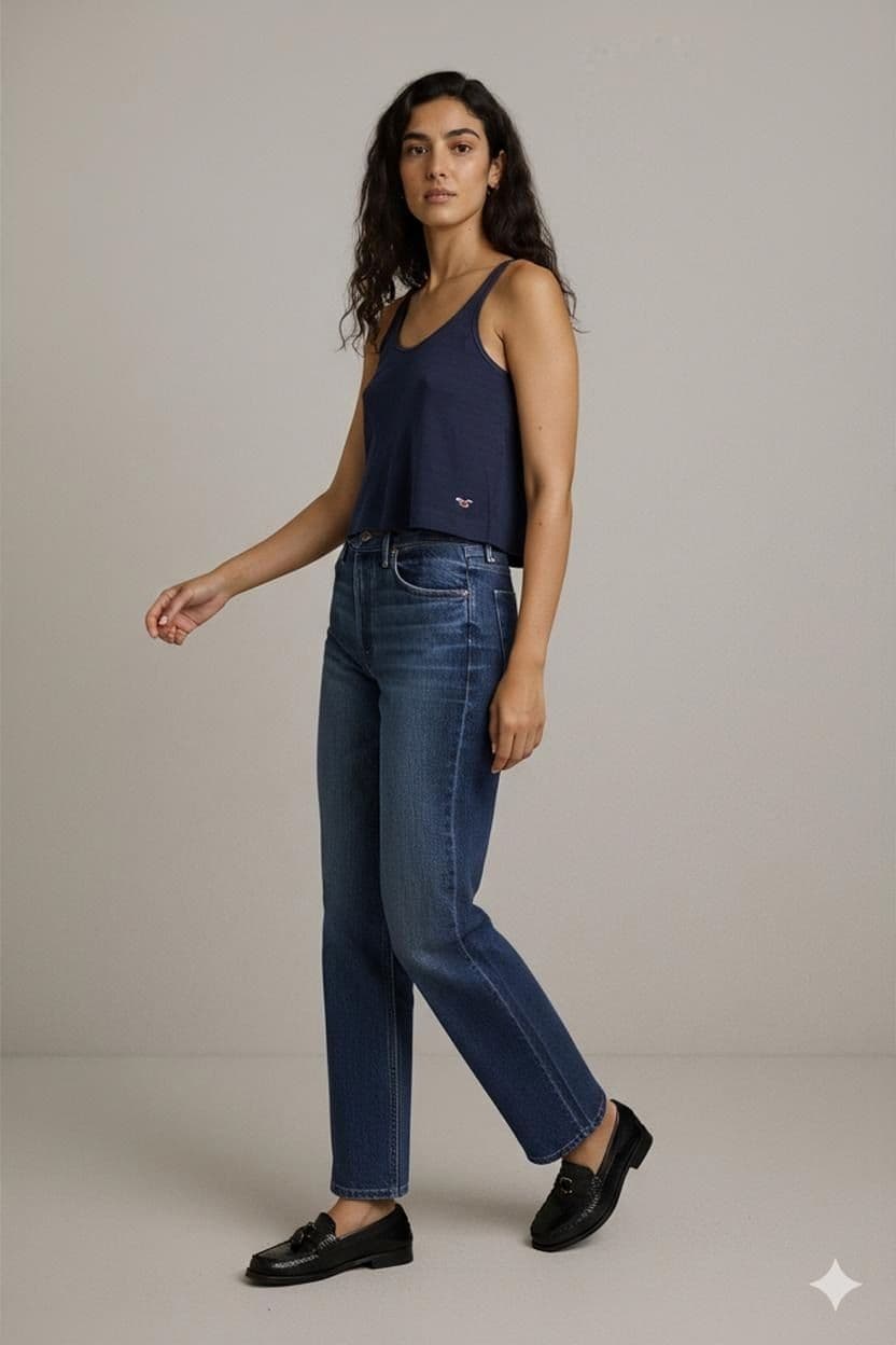 Hollister Navy Tank Top with Logo - Women's Sleeveless Top 1