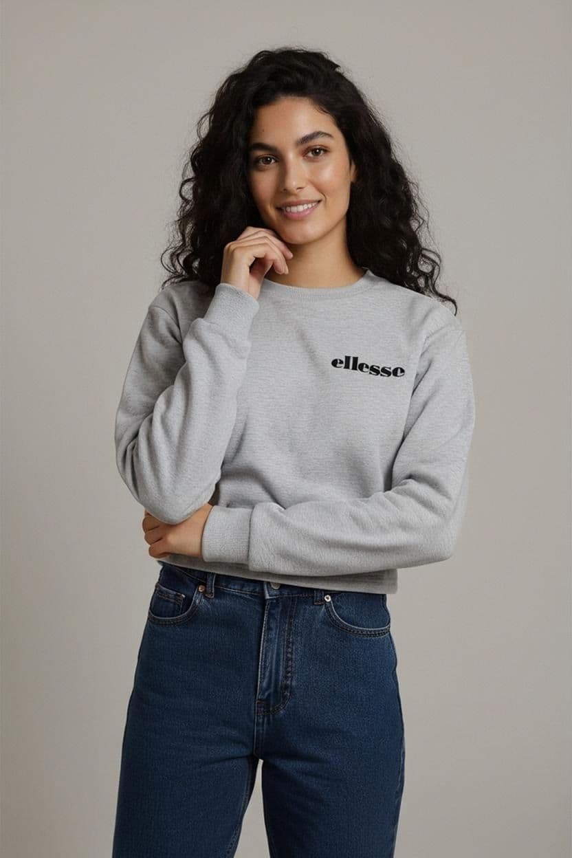 Ellesse Grey Crop Sweatshirt - Size EU 36/US 4/UK 8 1