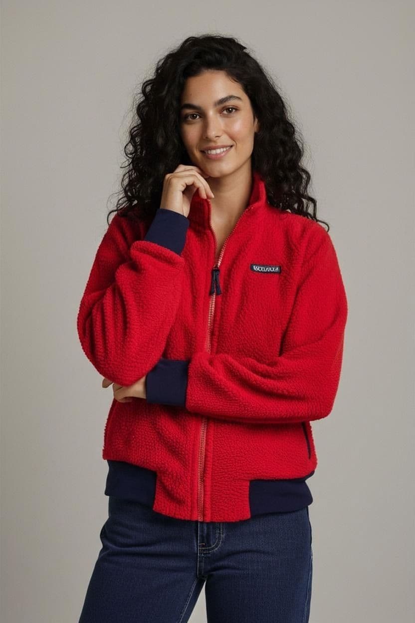 Patagonia Red Fleece Bomber Jacket - Size S 1