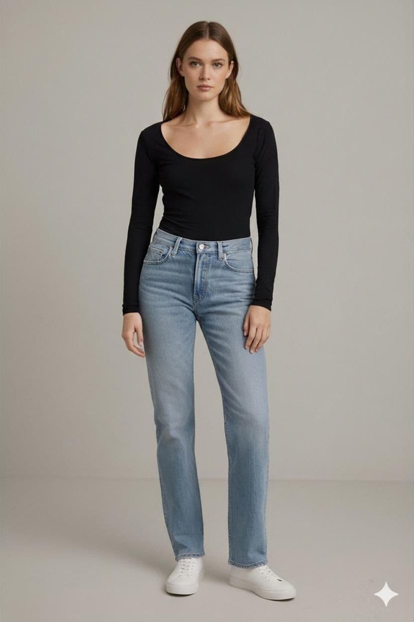 Rendez Vous Paris Navy Scoop Neck 3/4 Sleeve Top - Size 1 1