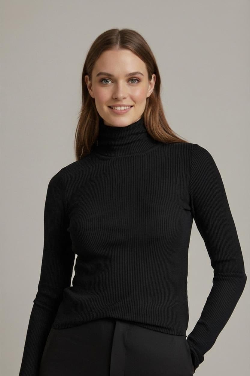 Uniqlo Schwarzer Rollkragenpullover mit langen Ärmeln 1