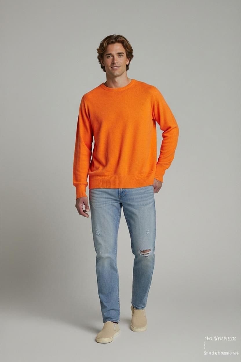 Dine’n’Dance Bright Orange Crew Neck Sweater - Size 38 1