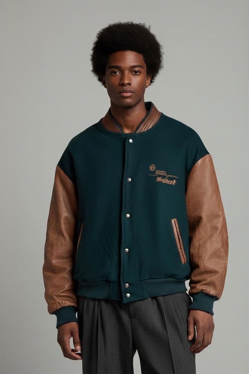 Vintage Microsoft Concord Wool & Leather Bomber Jacket - Size L/G 1