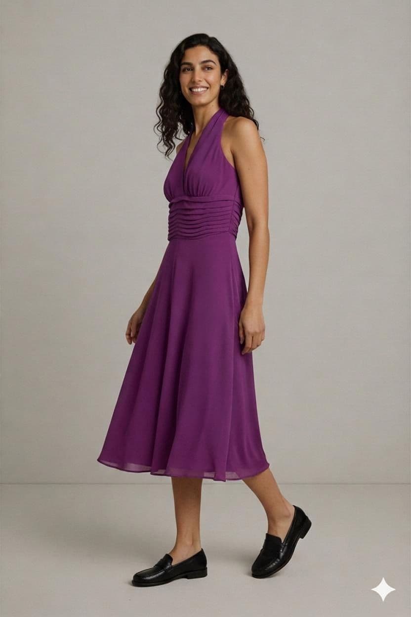 Marie Lund Copenhagen Purple Halter Cocktail Dress - Size EU 32