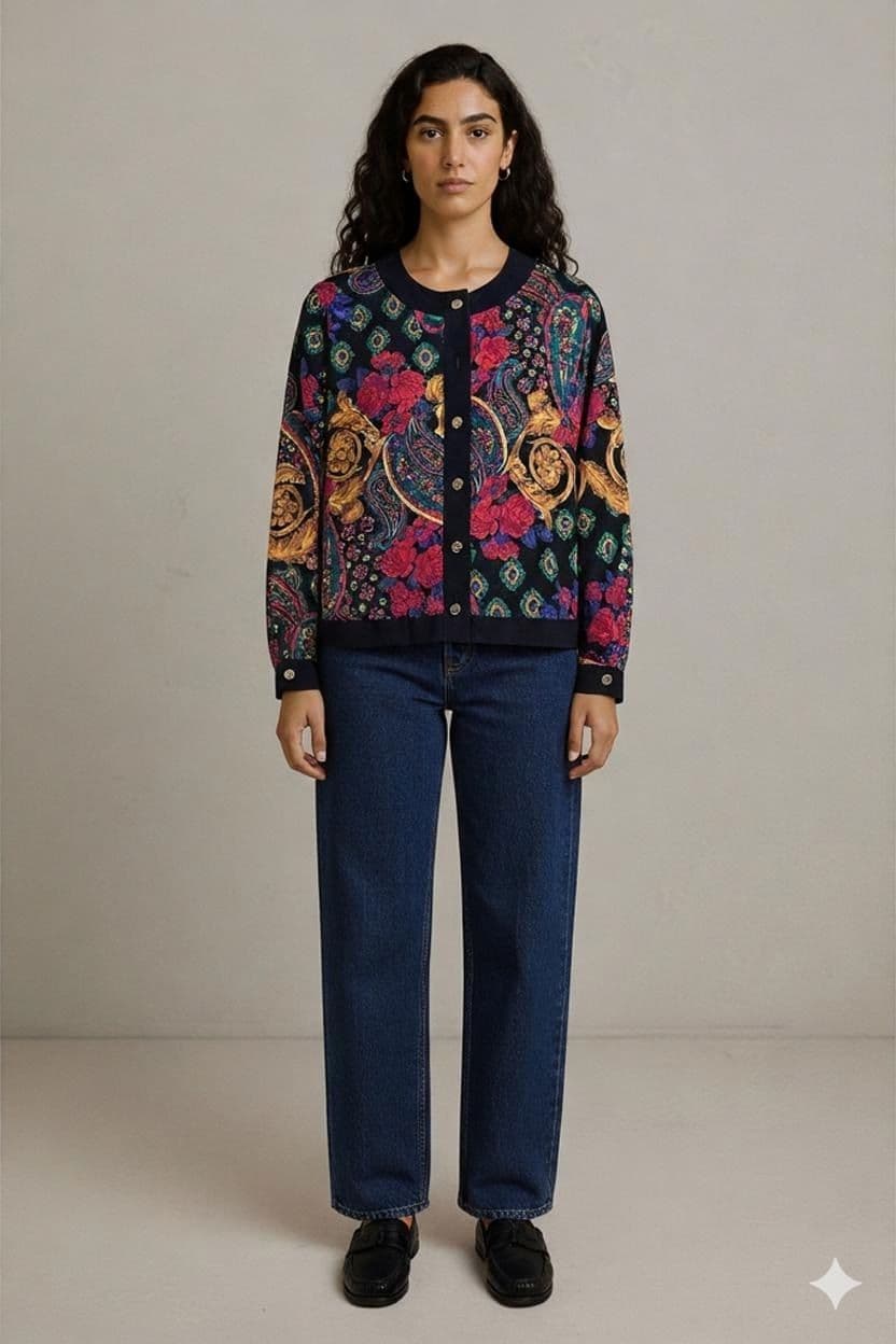 Vintage 80s Canda Colorful Patterned Button-Up Jacket - Size 44 2