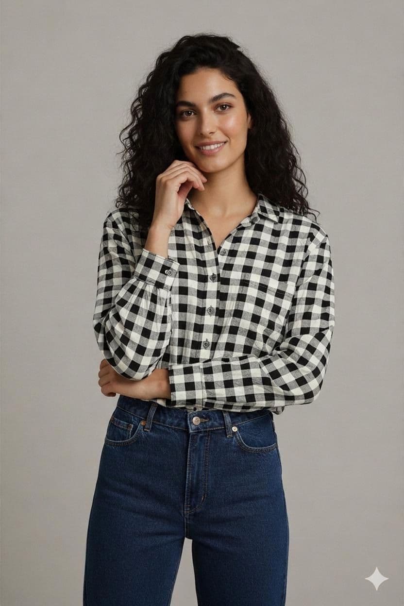 Marc O'Polo Kariertes Hemd - Schwarz-Weiß - Größe 36 1