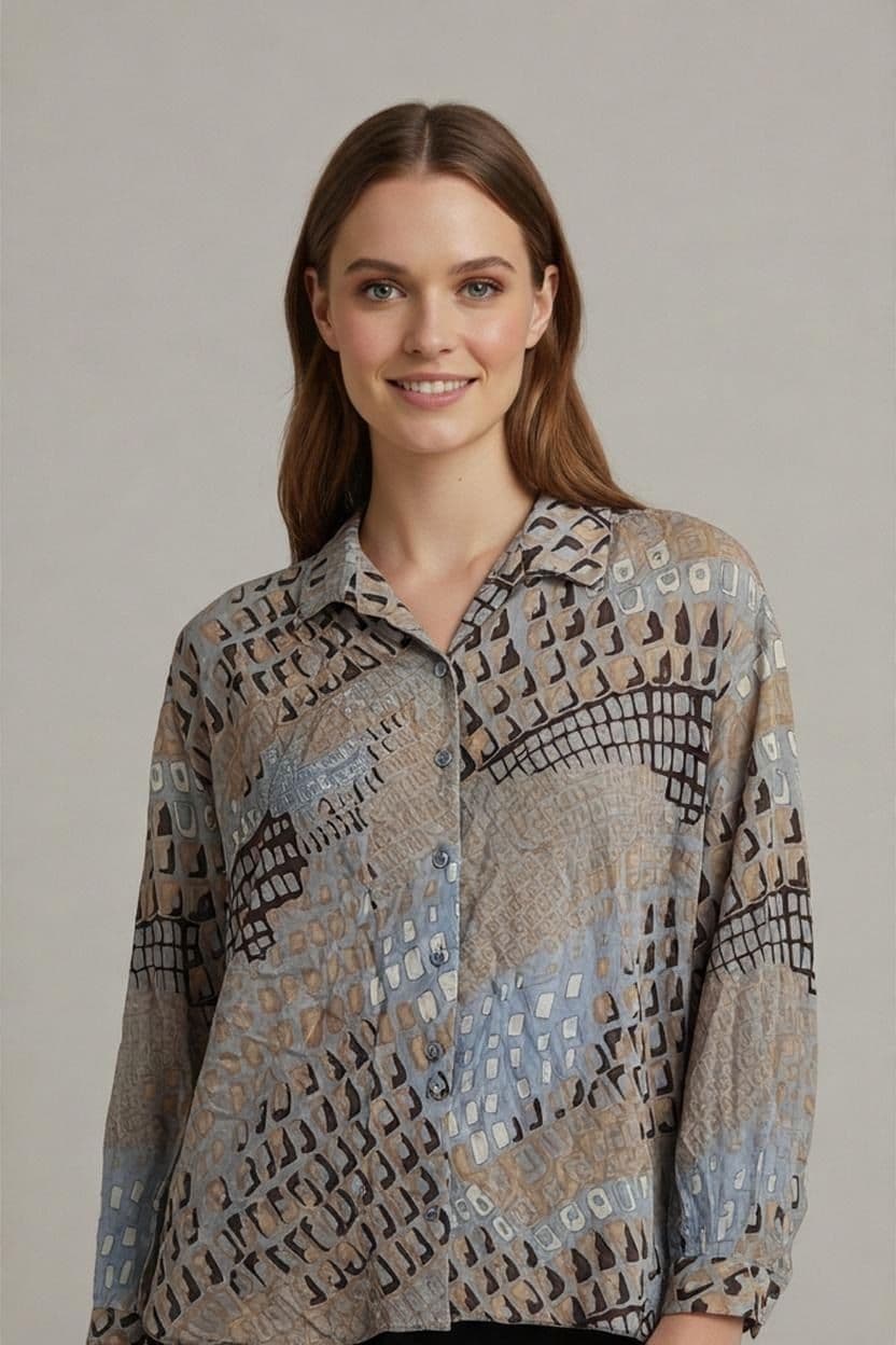 Vintage 90s Frankenwälder Abstract Pattern Blouse - Size 50 1