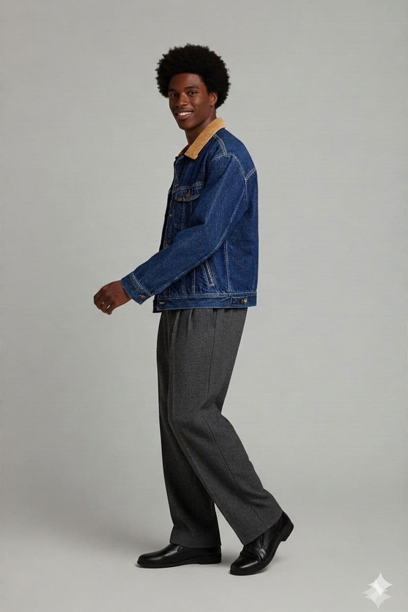 Vintage Lee Storm Rider Denim Jacket with Corduroy Collar 1