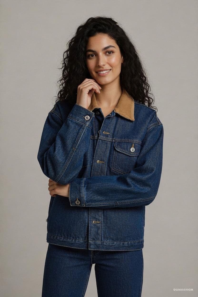 Vintage Lee Storm Rider Denim Jacket with Corduroy Collar 1