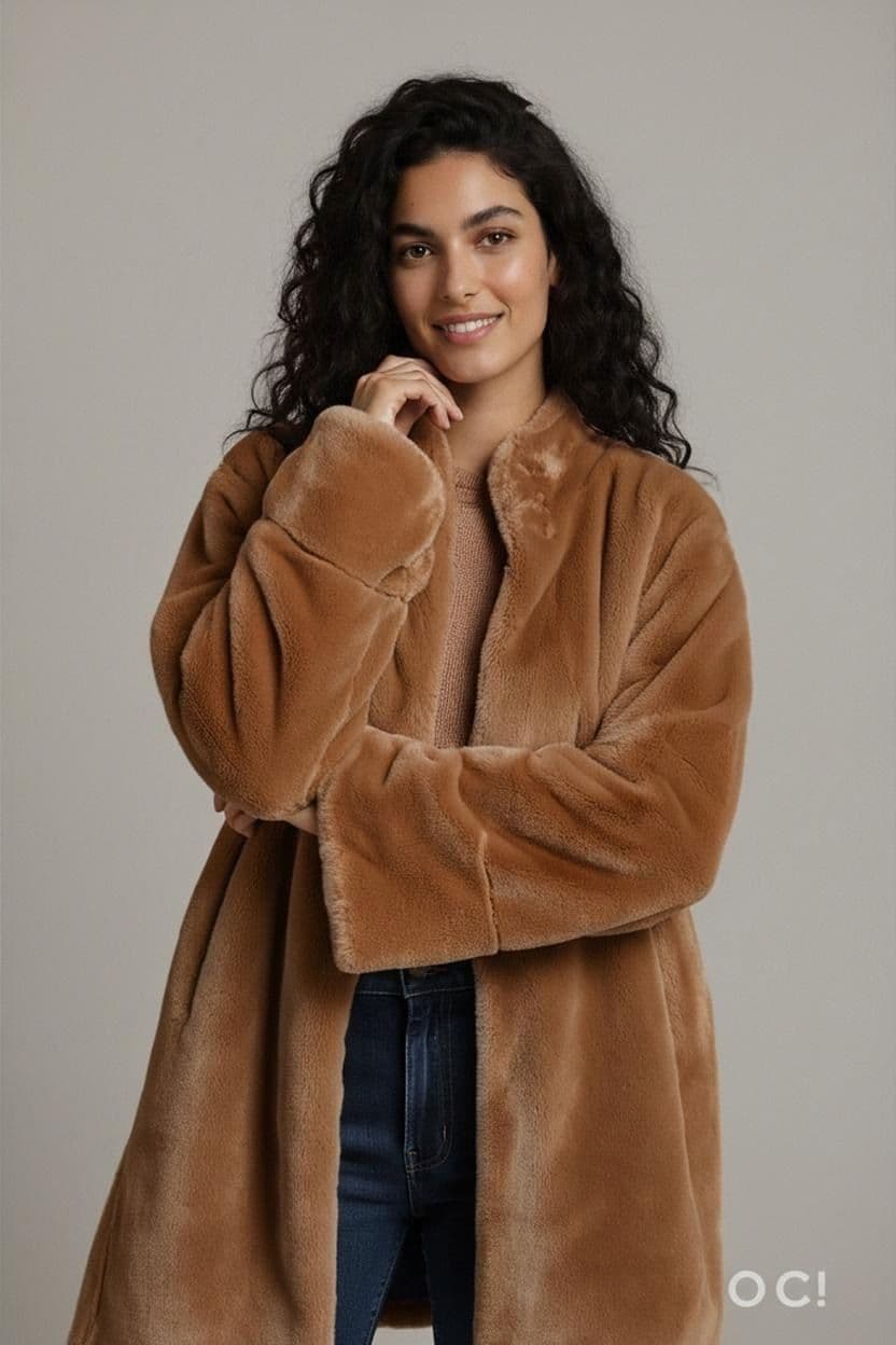 Jean Philippe Rodier Camel Faux Fur Coat with Purple Lining - Paris-New York 1