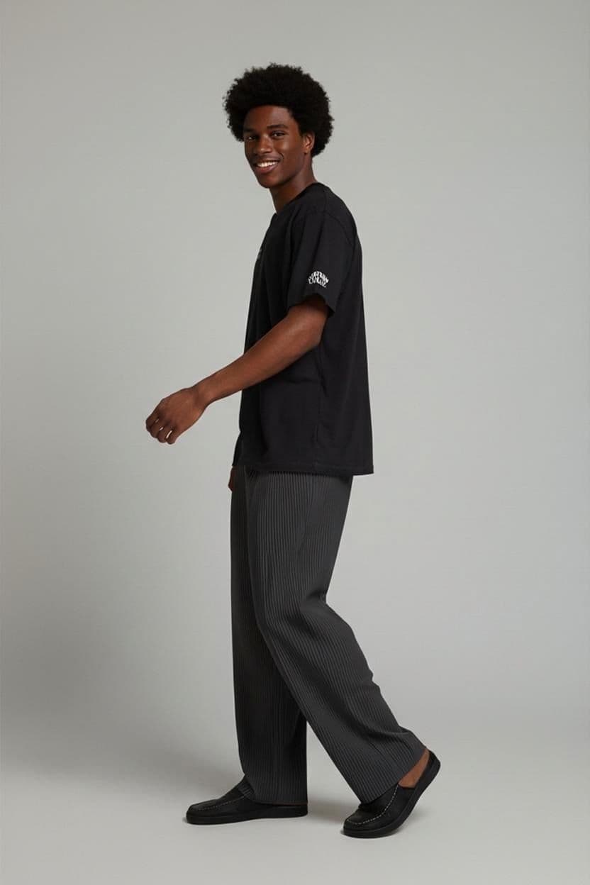 Black T-shirt & Plaid Button-Down Shirt Bundle 1