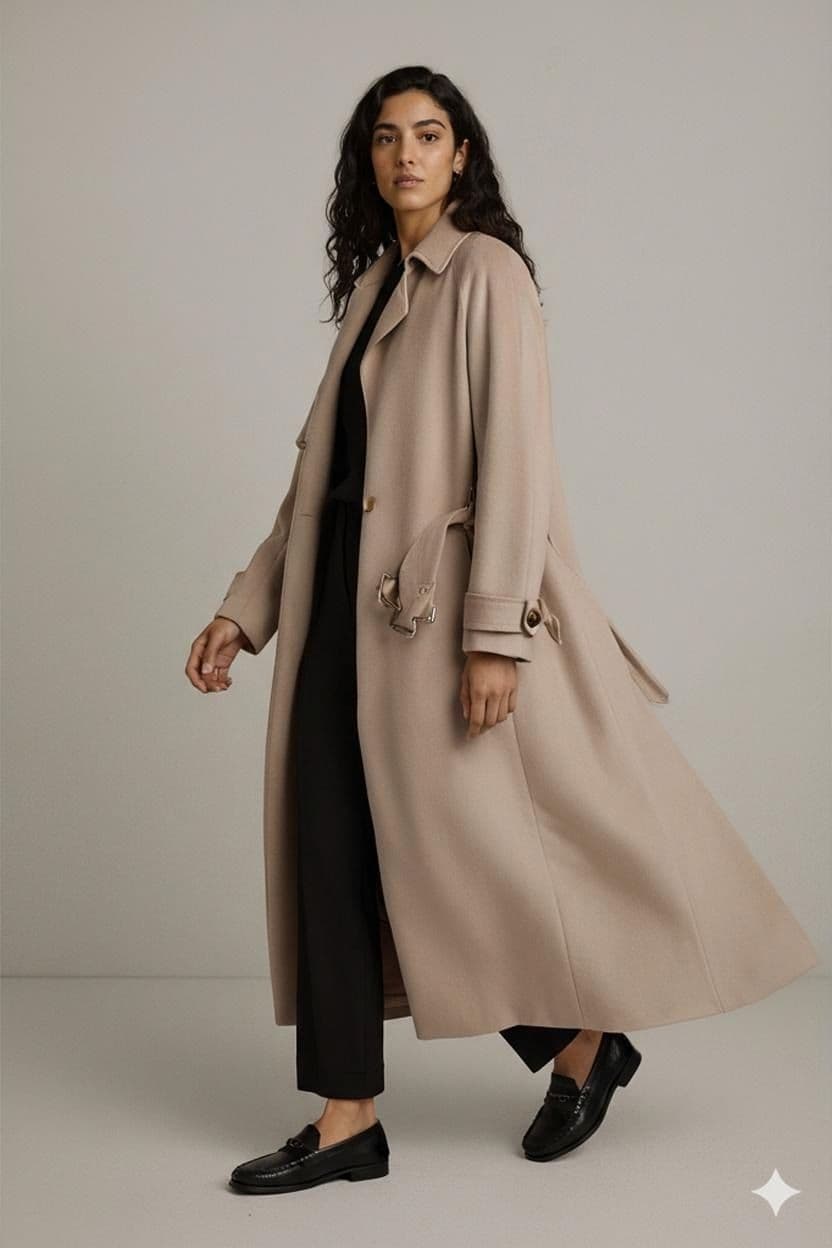 MaxMara Beige Wool Trench Coat with Belt 1