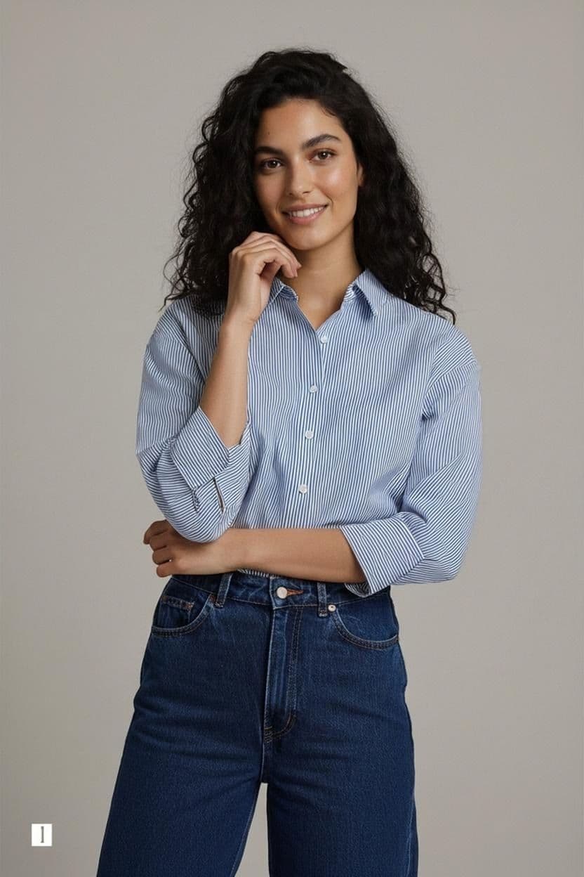 C&A Blue and White Striped Button-Down Shirt - New Item 1