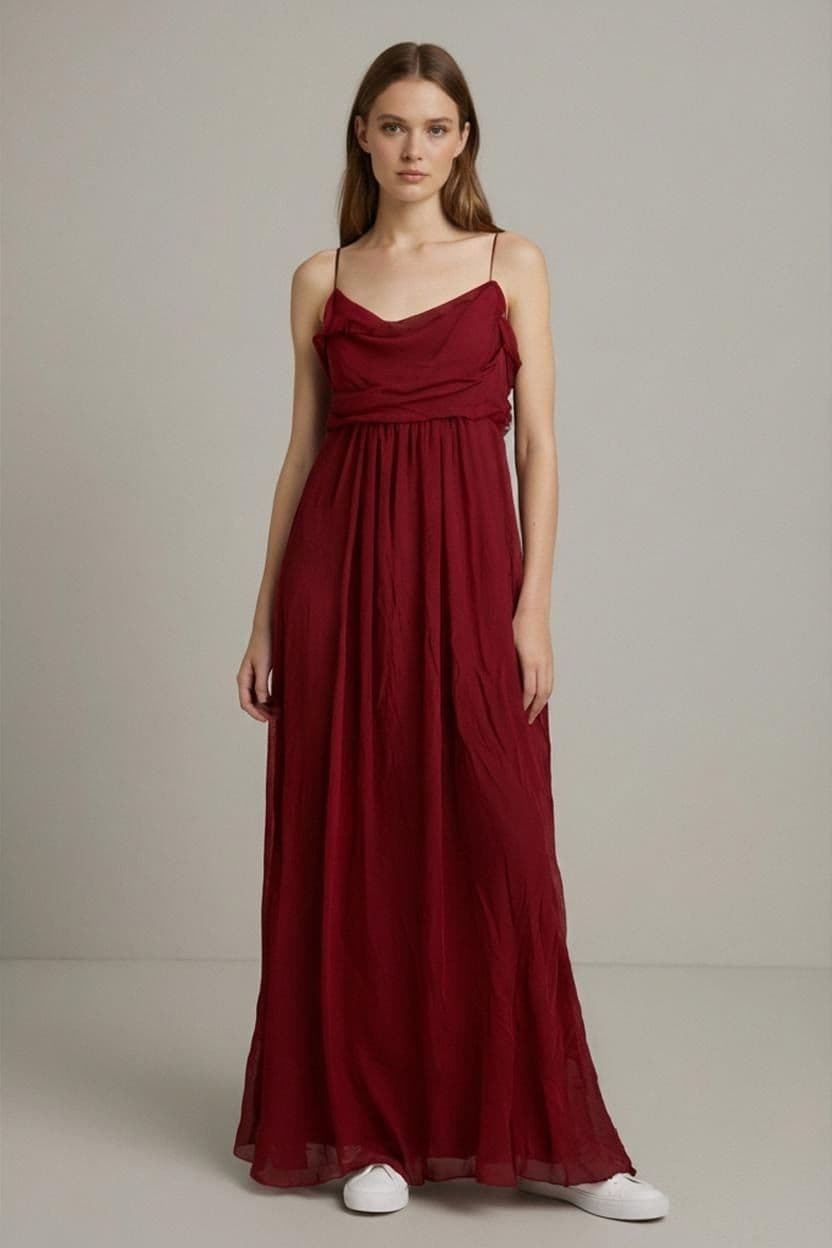 Jill Stuart Red Silk Maxi Dress - Size 4 1