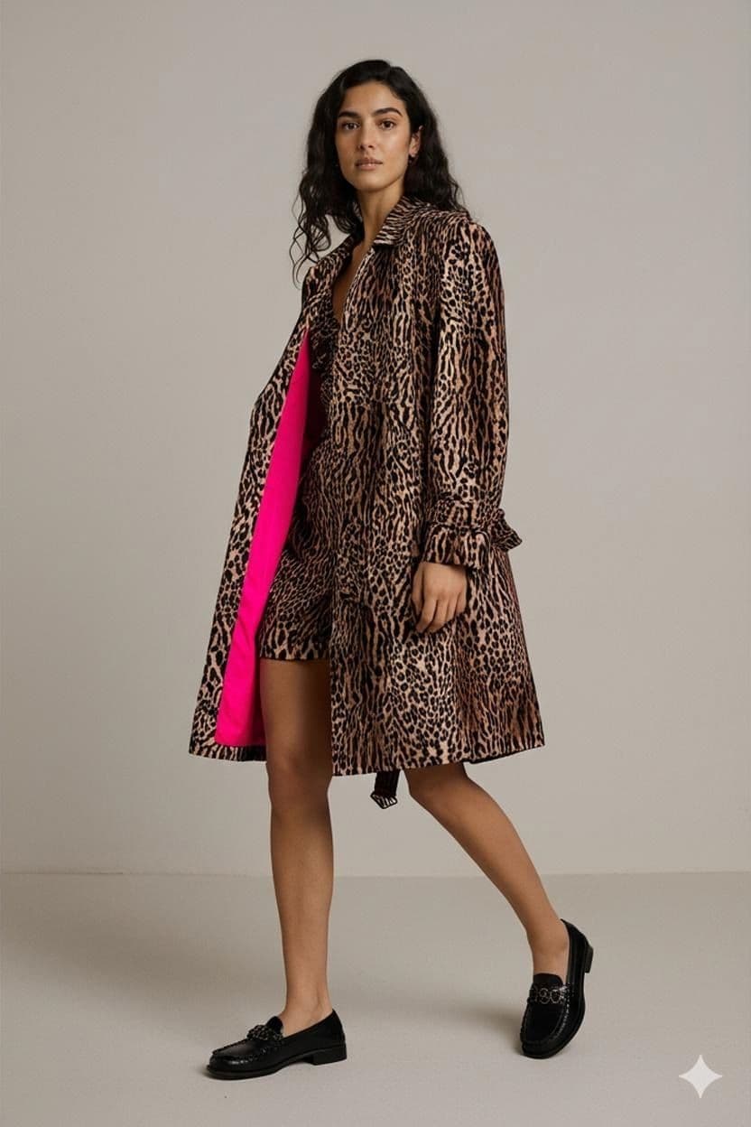 Leopard Print Coat with Pink Lining - Italian Made 1