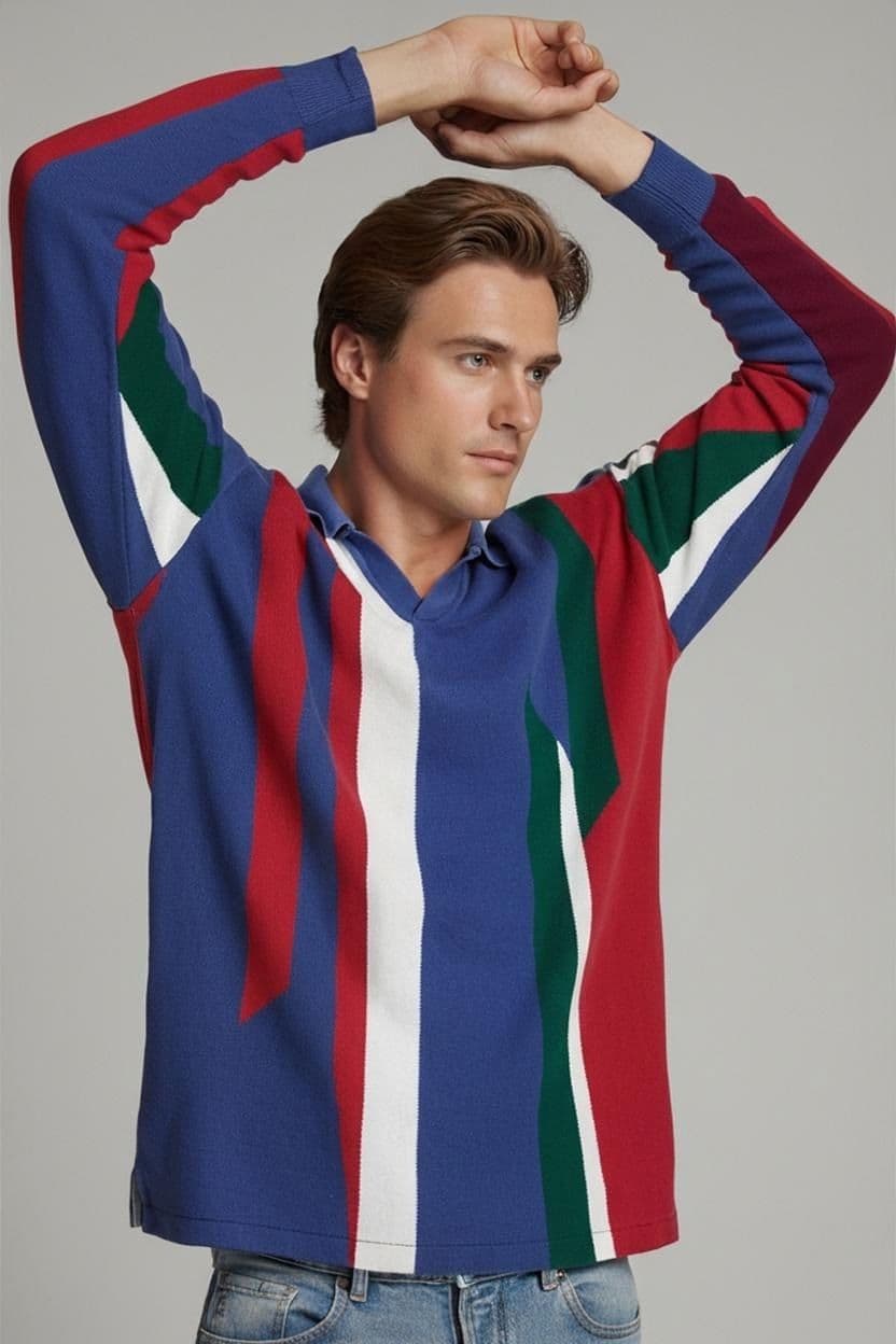 ZARA Colorblock Polo Shirt with Number 4 Detail - Size L-XL 1