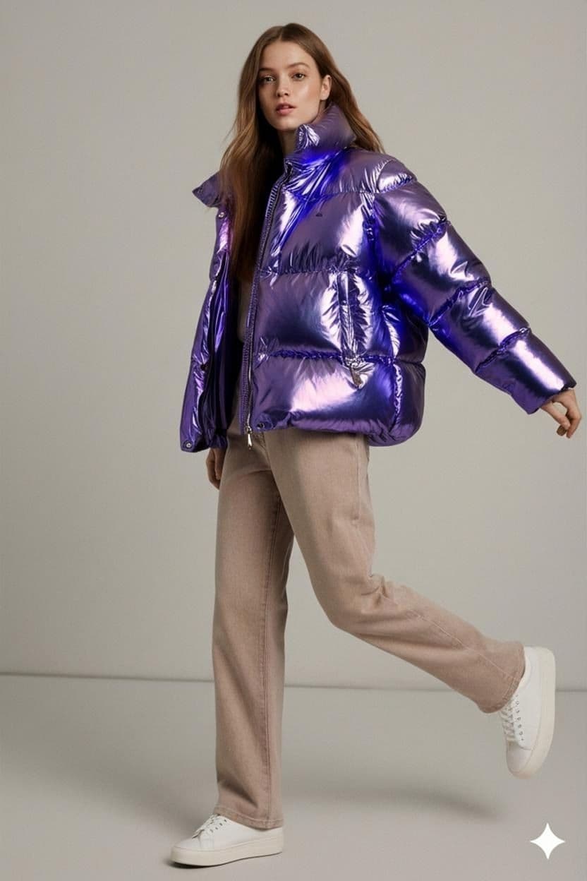 Tommy Hilfiger Metallic Purple Puffer Jacket - Size M 1