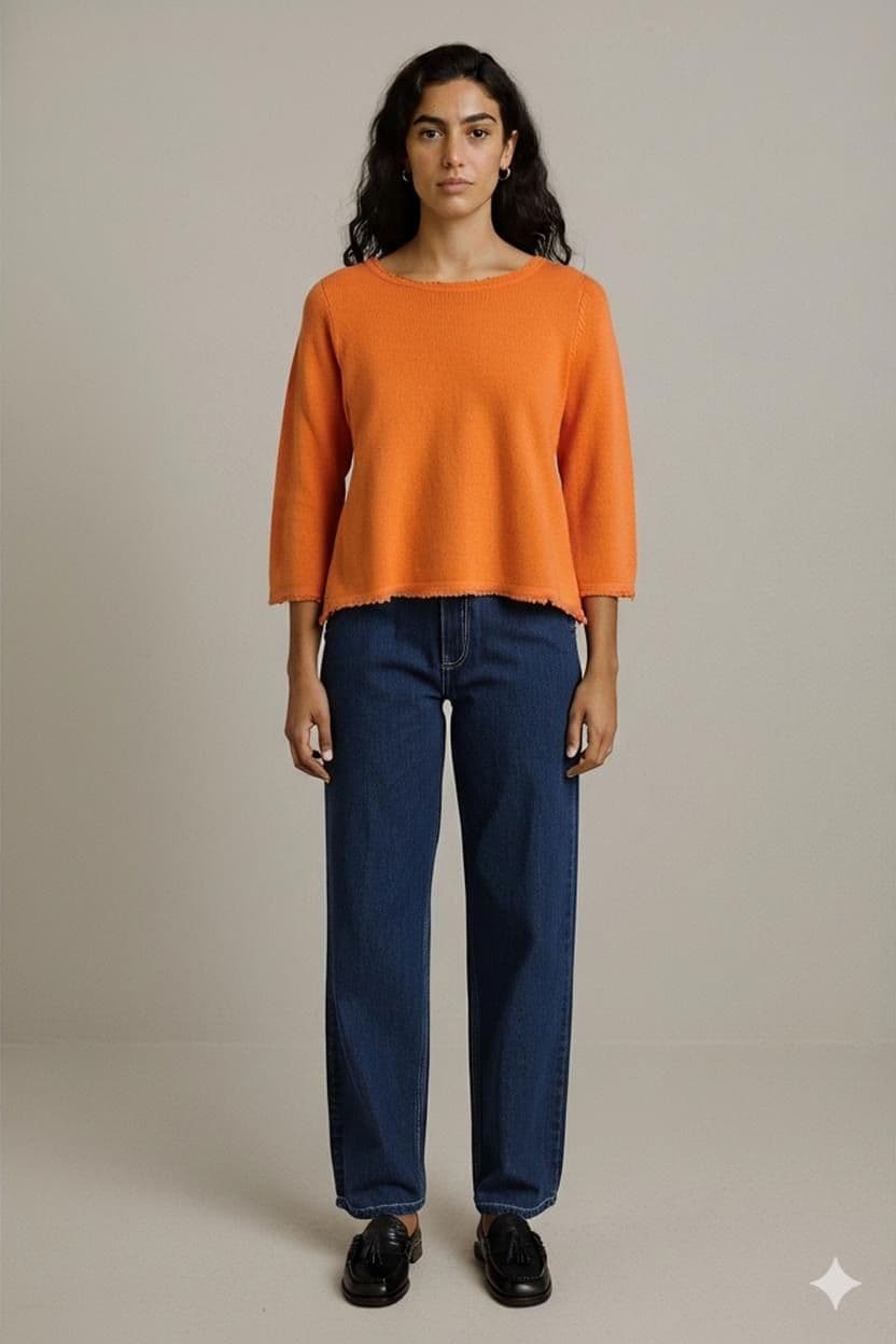 RENA MARX 100% Cashmere Orange Sweater - Size 38 1