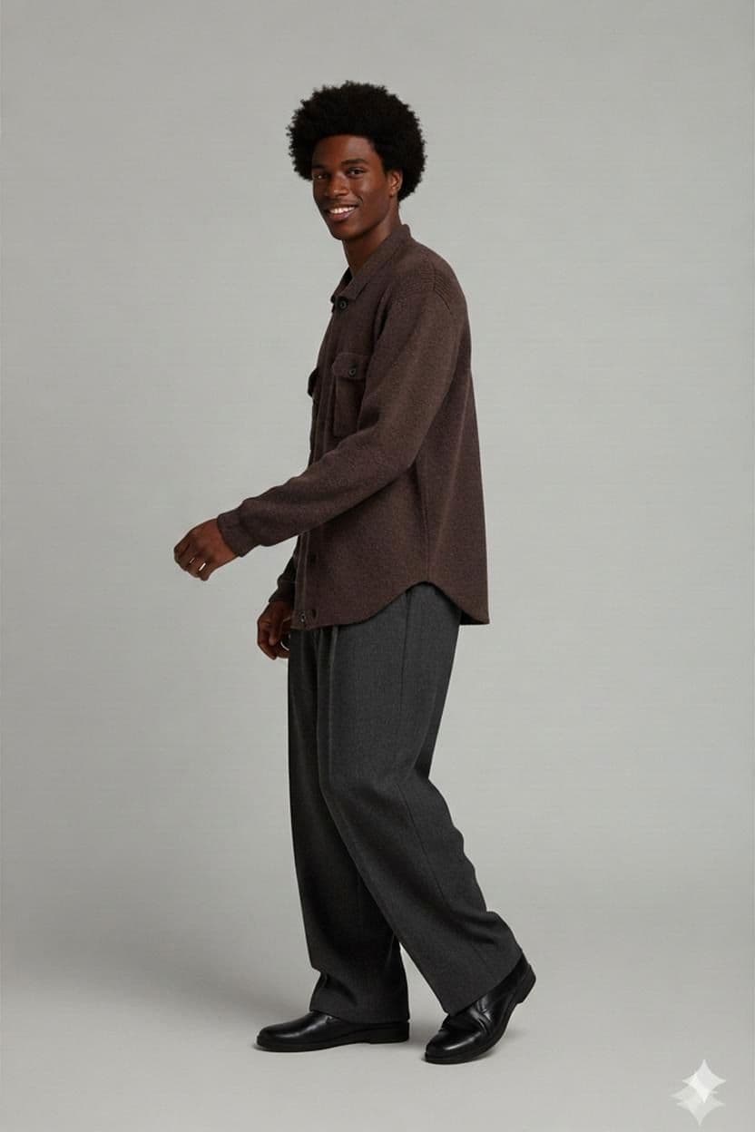 FYNCH HATTON Brown Merino Cashmere Button-Down Shirt