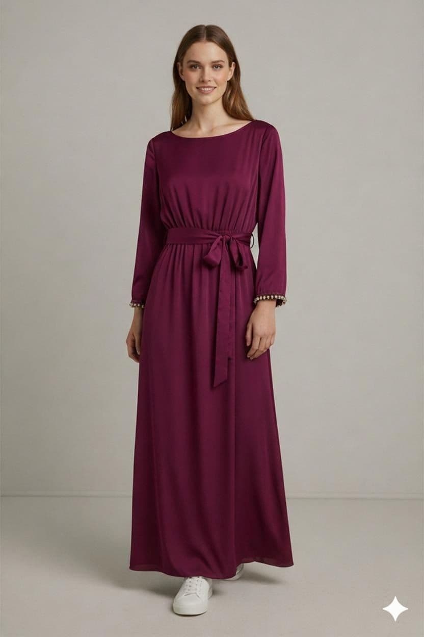 Adolfo Dominguez Purple Maxi Dress with Crystal Details - Size 40 1