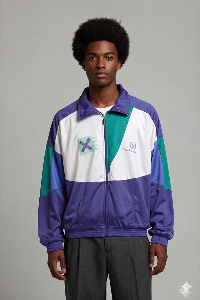 Vintage Sergio Tacchini Color Block Windbreaker Jacket - Size 52 1