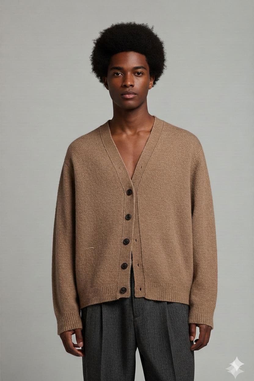 Brown Button-Front Cardigan Sweater