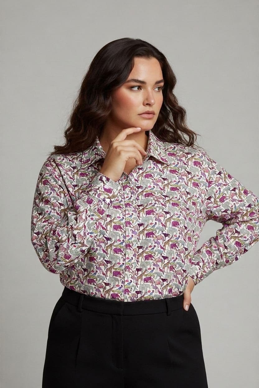 Liberty Oxford Shirt with Animal Print - Size XL