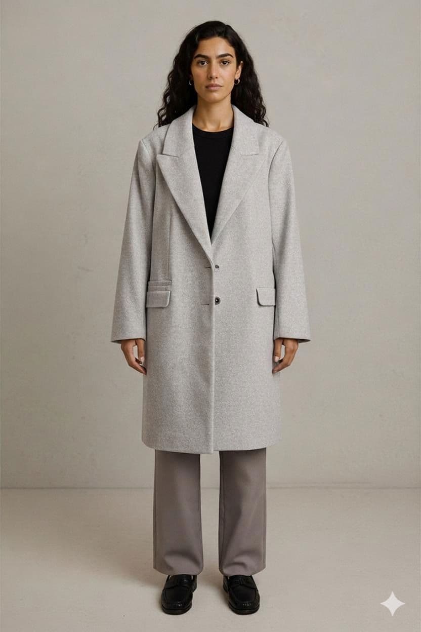 Primark Grey Wool Blend Tailored Coat - Size 20 UK