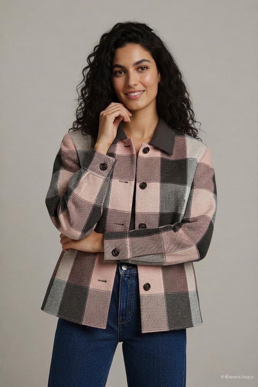 Kirsten Modedesign Check Pattern Wool Blend Jacket