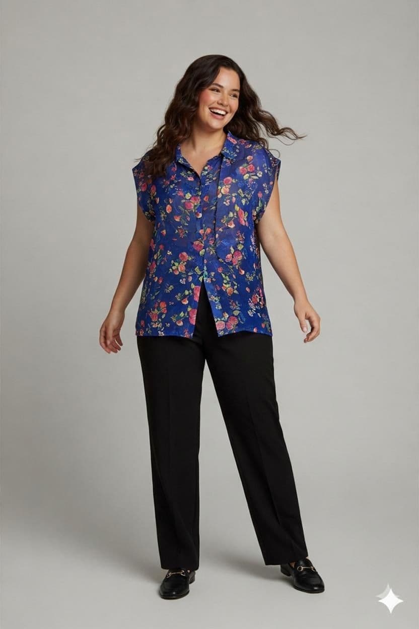 vintage 70’s Bluse mit Blumenmuster - Größe 50 1