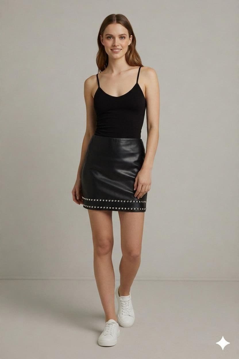 maje Leder Shorts mit Nieten - Größe 40 1