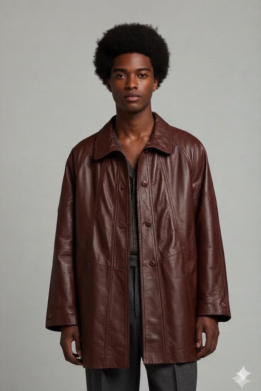 Vintage Ledermantel aus echtem Leder - Braun 1