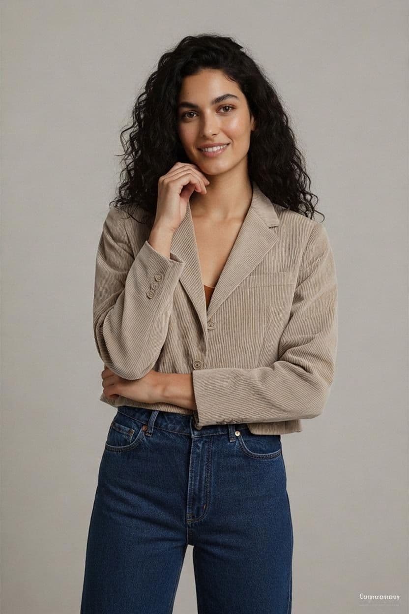 Beige Corduroy Blazer - Size 50