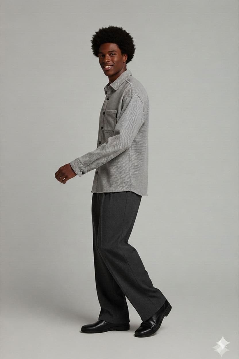 Industrie Langarm-Hemd mit Struktur - Größe M