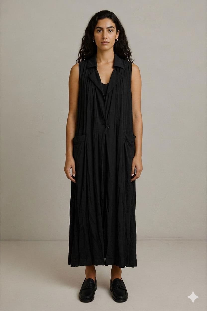 forte_forte Black Long Sleeveless Vest - Made in Italy 1