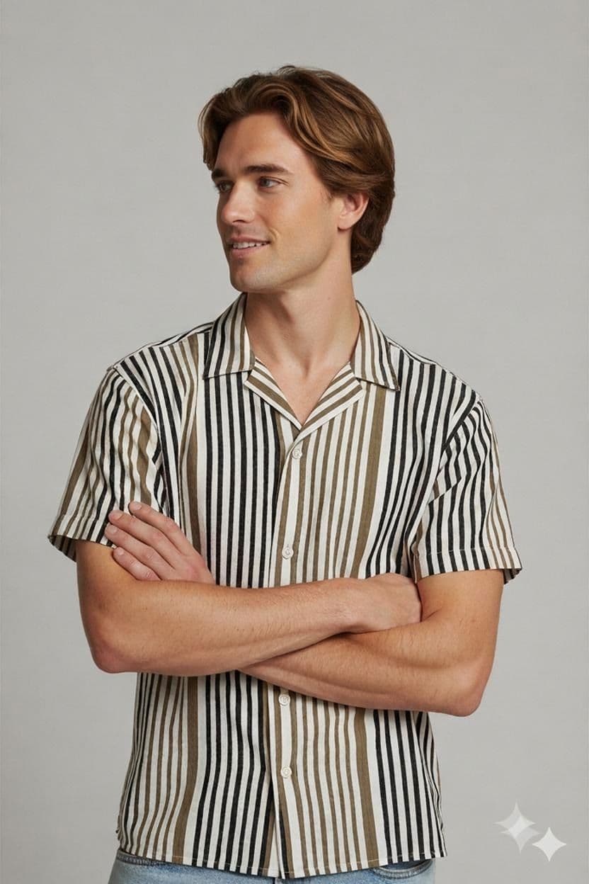 Vintage 90s Luigi Striped Button Down Shirt - Size 50 1